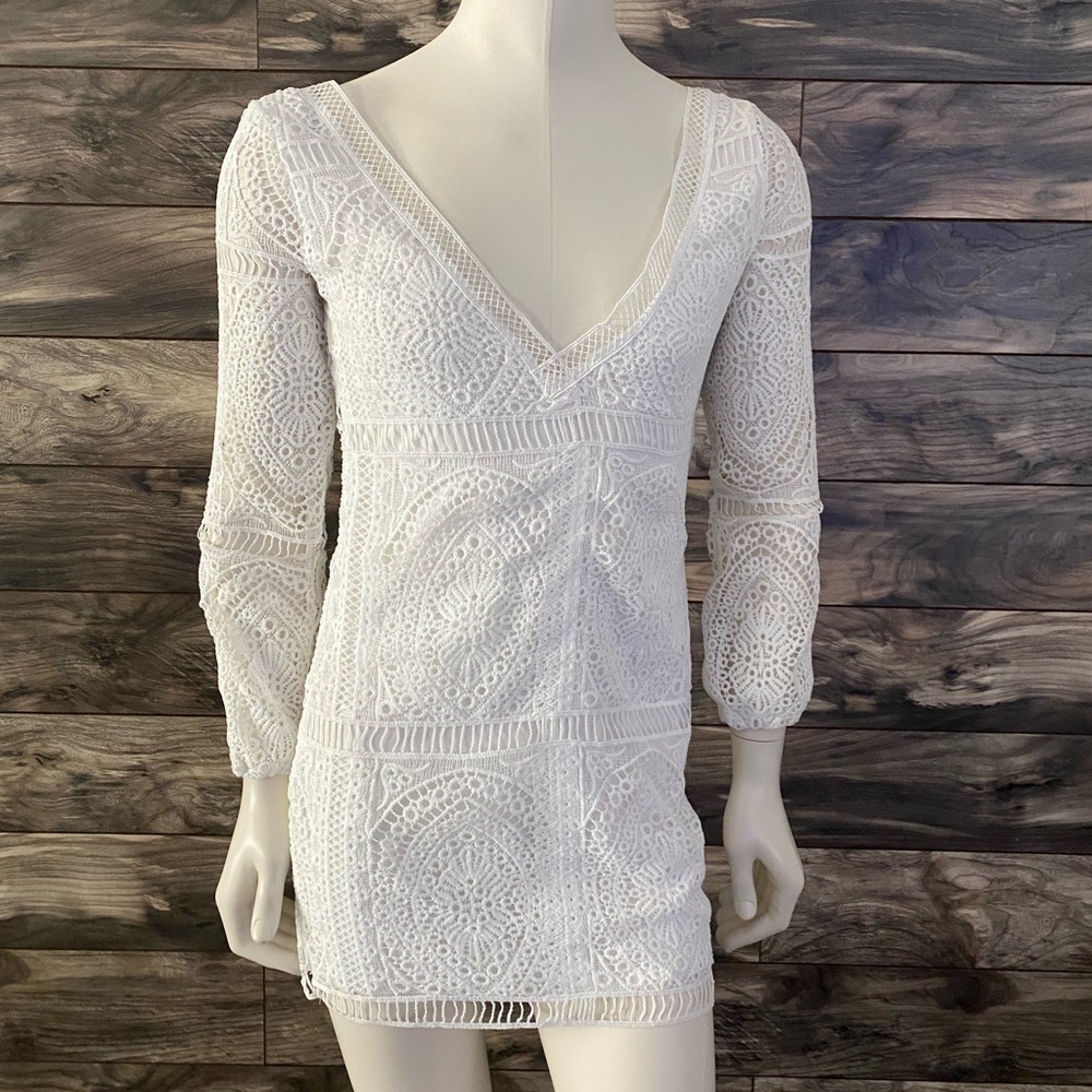 NWOT BOHO Style Deep V-Neck Knitted Long Sleeve Dress